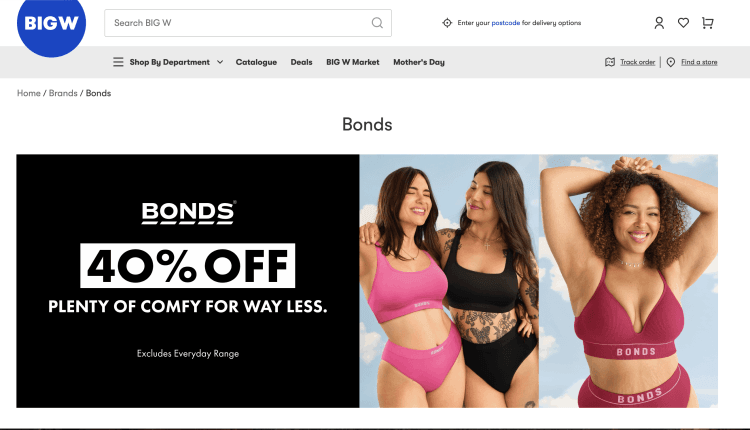 Big W: 40% off on selected Bonds